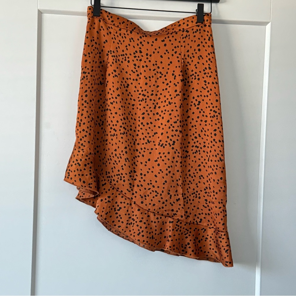 Nasty Gal Orange Cheetah Satin Skirt